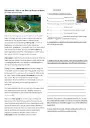 English Worksheet: CherrapunjiOne of the Wettest Places on Earth-- reading comprehension