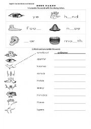 English Worksheet: Body parts