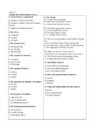 English Worksheet: The United Kingdom