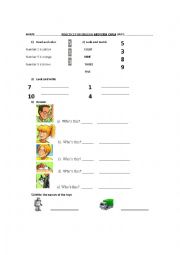 English Worksheet: Activities Numbers + Colours + like/dislike + Food = Happy Street 1 practice midterm