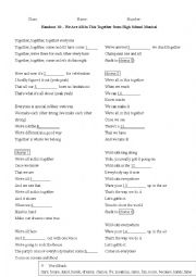 English Worksheet: Lyrics -- We Are All in This Together from High School Musical