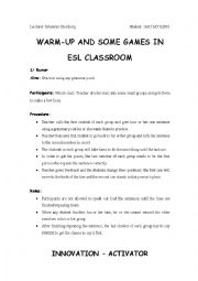 English Worksheet: warm up game
