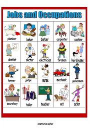 English Worksheet: Jobs pictionary - fully editable