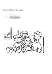 English Worksheet: Color the family