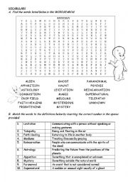 English Worksheet: Mysterious Events Vocabulary