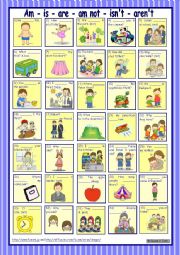 English Worksheet: To Be_fill in* with 35 pictures and sentences * with key * elementary