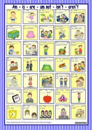 English Worksheet: To Be_fill in* with 35 pictures and sentences * with key * elementary