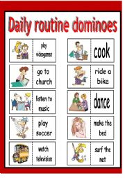 English Worksheet: daily routines - dominoes