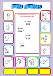 English Worksheet: farm animals