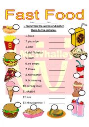 English Worksheet: Fast Food