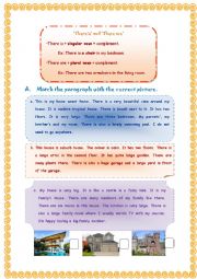 English Worksheet: There is and There are