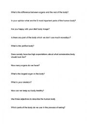 English Worksheet: human body discussion