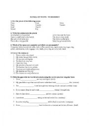 English Worksheet: PLURAL OF NOUNS worksheet