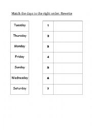 English Worksheet: days of the week