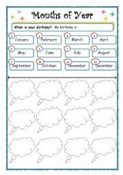 English Worksheet: Months of year