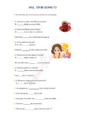 English Worksheet: Will-be going to