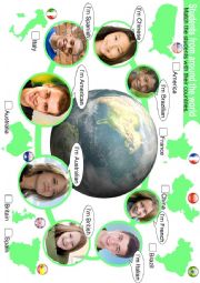 English Worksheet: Match the students with their countries.