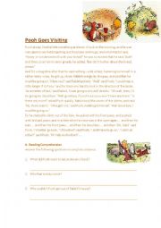 English Worksheet: Pooh Goes Visiting - Reading and writing