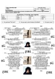 English Worksheet: The Cure -  Friday Im In Love