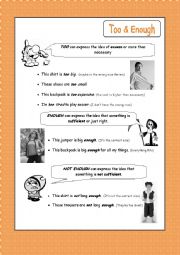 English Worksheet: TOO and ENOUGH