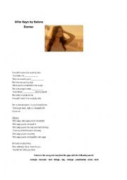 English Worksheet: Who Says by Selena Gomez - gap fill