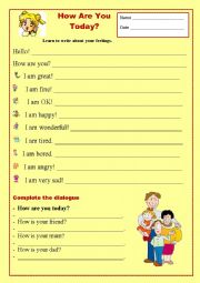 English Worksheet: How Are You Today #2