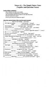 English Worksheet: Simple Future Tense