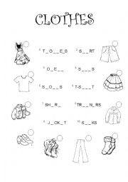 English Worksheet: CLOTHES