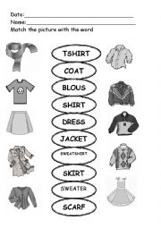 English Worksheet: CLOTHING WORKSHEET