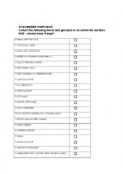 English Worksheet: Around Town Scavenger Hunt