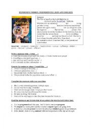 English Worksheet: MATILDA + EXPRESSING WISHES