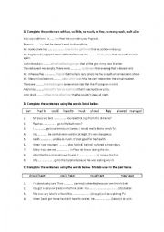 English Worksheet: so, such, so many, so much