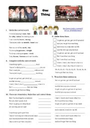 English Worksheet: Song: One Thing (One Direction)