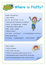 English Worksheet: Horrid Henry - Where is Fluffy?