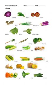 English Worksheet: Vegetables