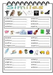 English Worksheet: Comparisons/Similes