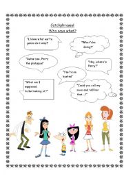 English Worksheet: Phineas and Ferb - Catchphrases