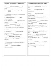 English Worksheet: Complete with was and were