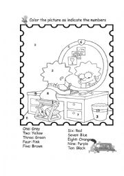 English Worksheet: The Colours: Lisas room (2 pages)
