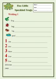 English Worksheet: Five Little Speckled Frogs