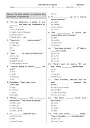 English Worksheet: 7th grade test multiple choice