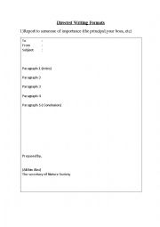 English Worksheet: Directed Writing formats