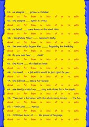 English Worksheet: Verbs followed by prepositions - 2/2