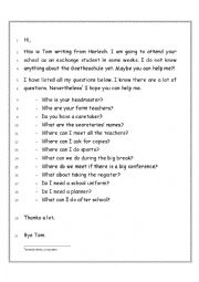 English Worksheet: e-Mail to Tom