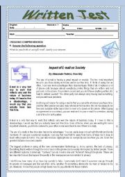 English Worksheet: Impact of E-mail on society