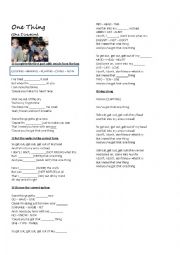 English Worksheet: One Thing Song Worksheet