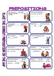 English Worksheet: PREPOSITIONS - ANSWER KEY INCLUDED