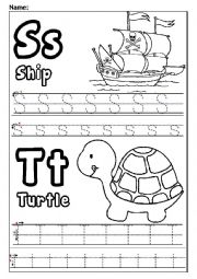 English Worksheet: Letters S and T