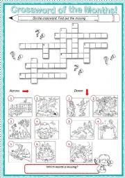 English Worksheet: Crossword of the months
