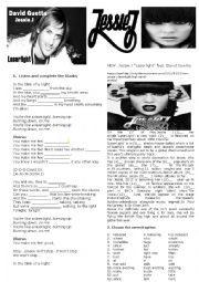 English Worksheet: Laserlight  David Guetta featuring Jessie J.  